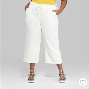 White paper bag pants